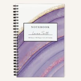 Cuaderno Personalizado de Ágata y Oro Falso Púrpur