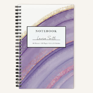 Cuaderno Personalizado de Ágata y Oro Falso Púrpur