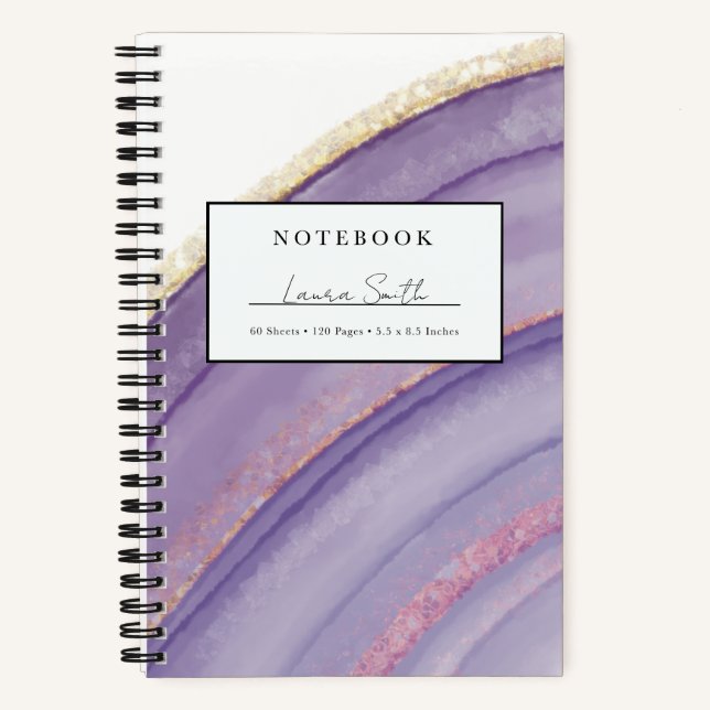 Cuaderno Personalizado de Ágata y Oro Falso Púrpur (Anverso)