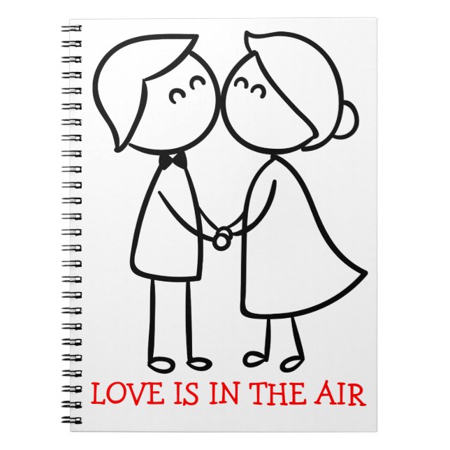 Cuaderno Personalizado de amor Pareja de Beso Blanco Negro  (Frente)