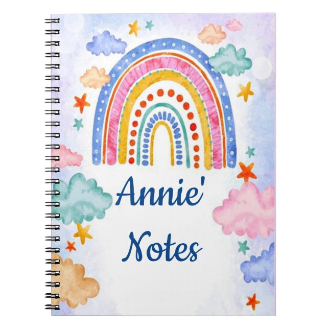 Cuaderno personalizado de arcoíris pastel lindo (Frente)