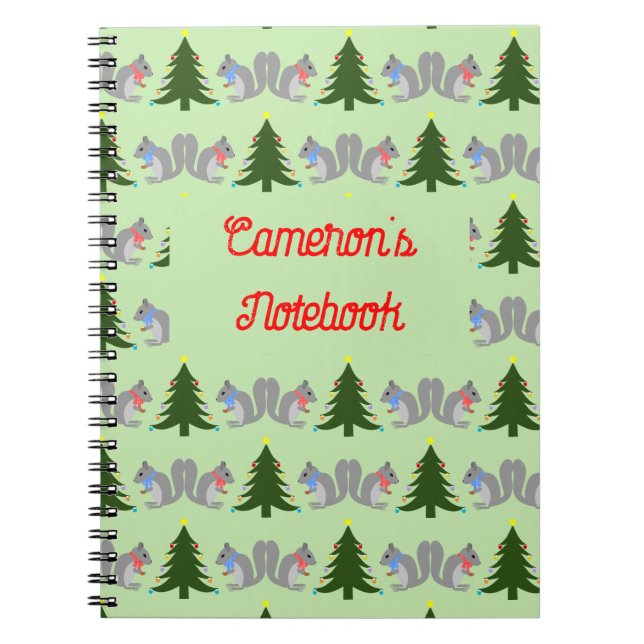 Cuaderno Personalizado de ardillas decoradoras de árbol de  (Frente)