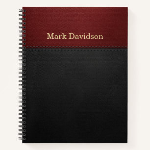 Cuaderno Personalizado de aspecto de cuero rojo y negro