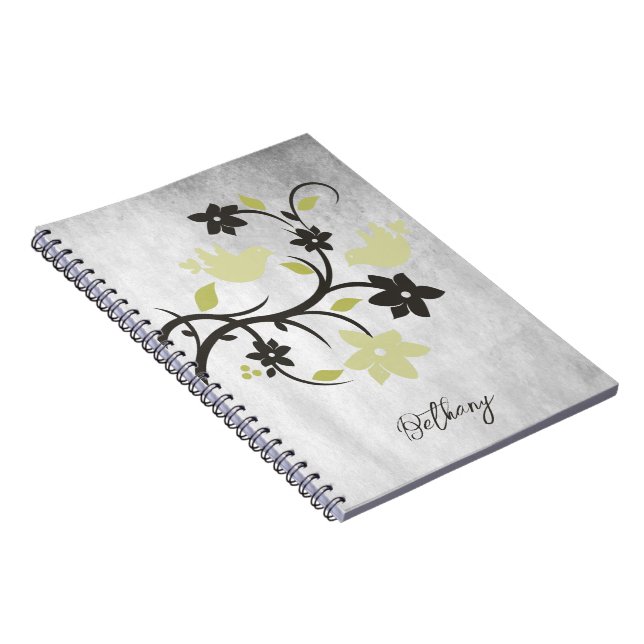 Cuaderno personalizado de Aves Amarillas Amarillas (Lado Derecho)