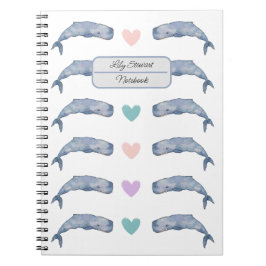 Cuaderno personalizado de ballena con corazón arco