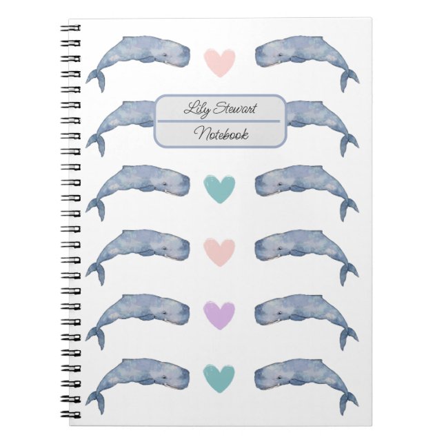 Cuaderno personalizado de ballena con corazón arco (Frente)