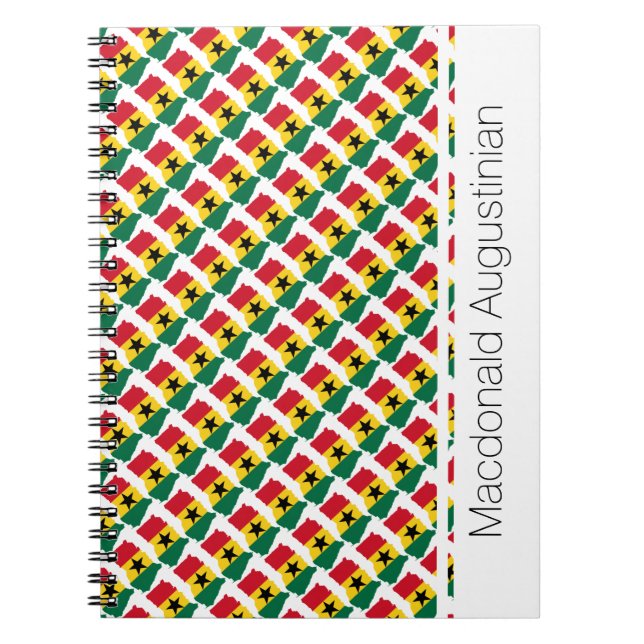 Cuaderno PERSONALIZADO de bandera de GHANA Añadir su nombre (Frente)