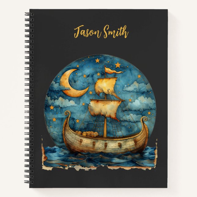 Cuaderno Personalizado de Barco Vikingo para Regre (Anverso)