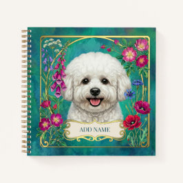 Cuaderno personalizado de Bichon Frise azul turque
