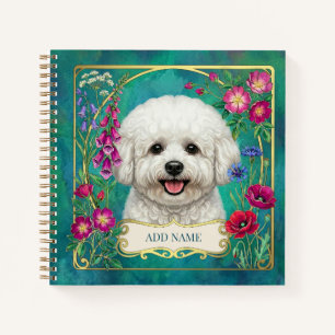 Cuaderno personalizado de Bichon Frise azul turque