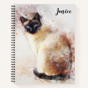 Cuaderno Personalizado de bloc de notas sobre el gato siam