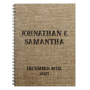 Cuaderno Personalizado de Boda Rústico – Arpillera