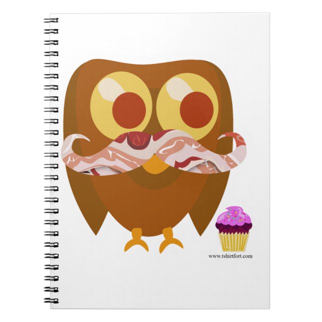 Cuaderno Personalizado de búho Bacon Mustache Super Trendy (Frente)
