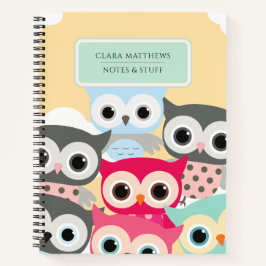 Cuaderno personalizado de búho colorido lindo