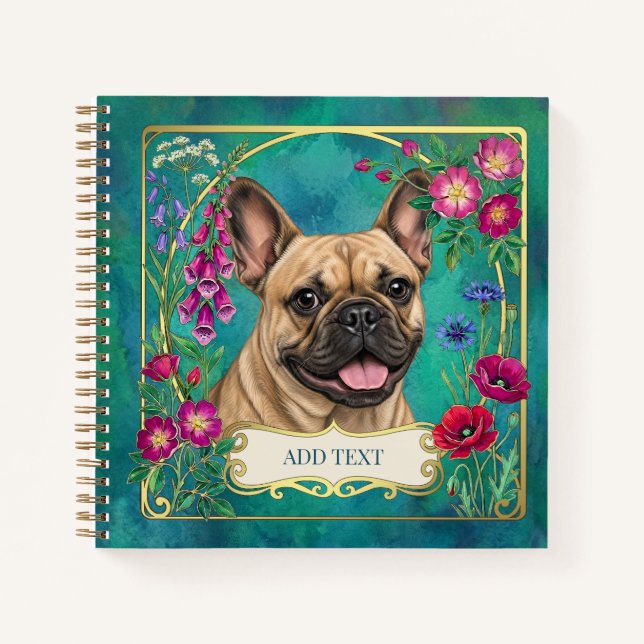 Cuaderno personalizado de Bulldog Francés beige (Anverso)