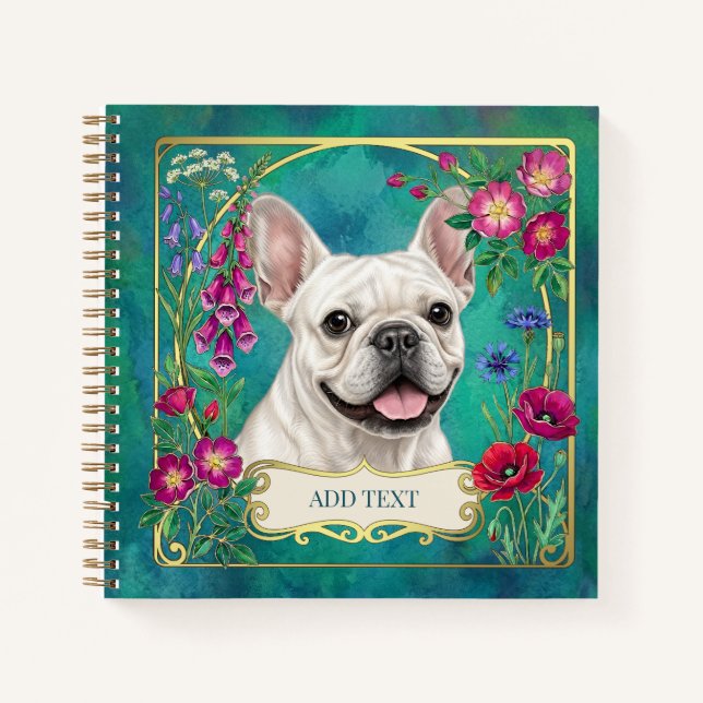 Cuaderno personalizado de Bulldog Francés Blanco (Anverso)