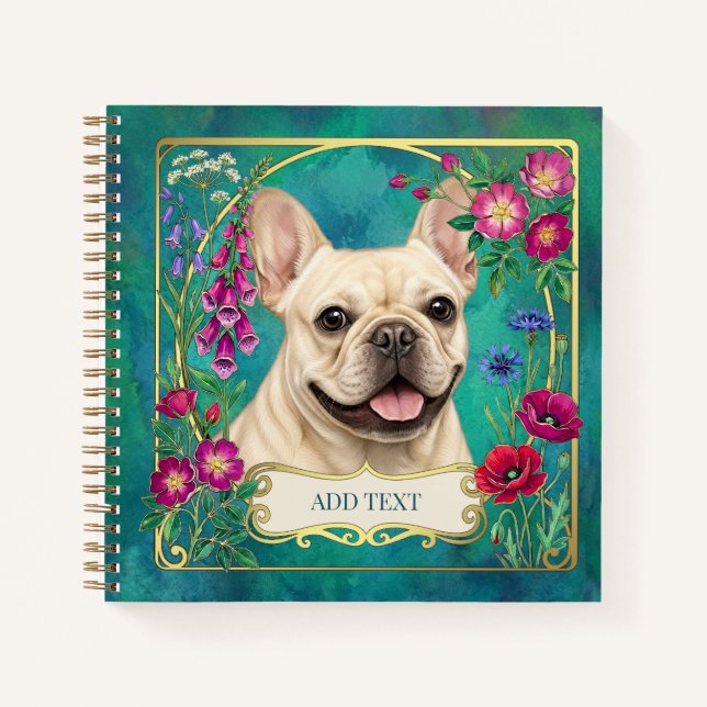 Cuaderno personalizado de Bulldog Francés crema (Anverso)