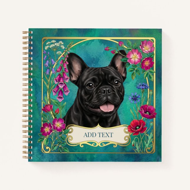 Cuaderno personalizado de Bulldog Francés negro (Anverso)
