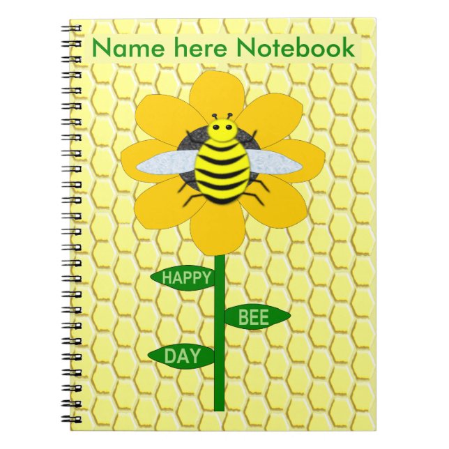 Cuaderno Personalizado de Bumblebee Feliz Día de la Abeja (Frente)
