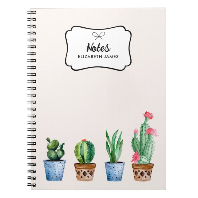 Cuaderno Personalizado de Cactus y Suculentos con Cuatricro (Frente)