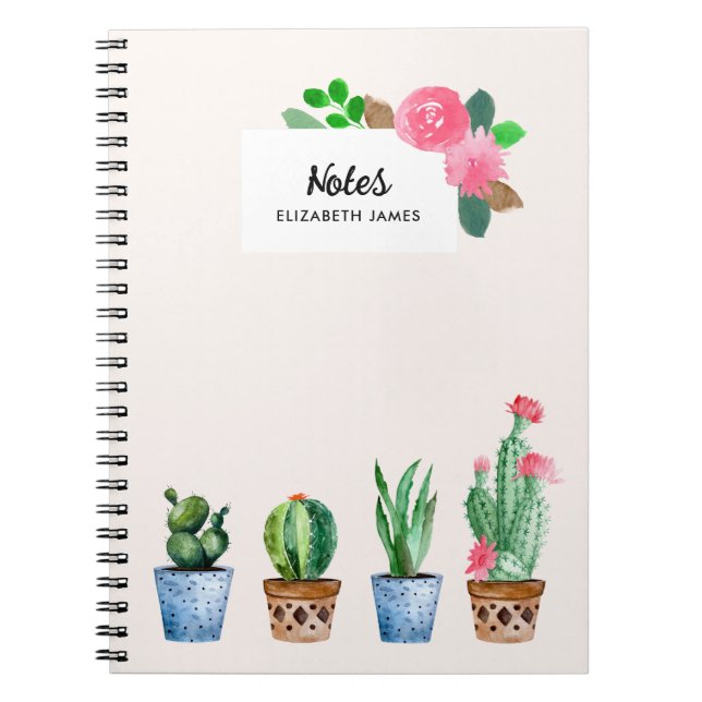 Cuaderno Personalizado de Cactus y Suculentos con Cuatricro (Frente)