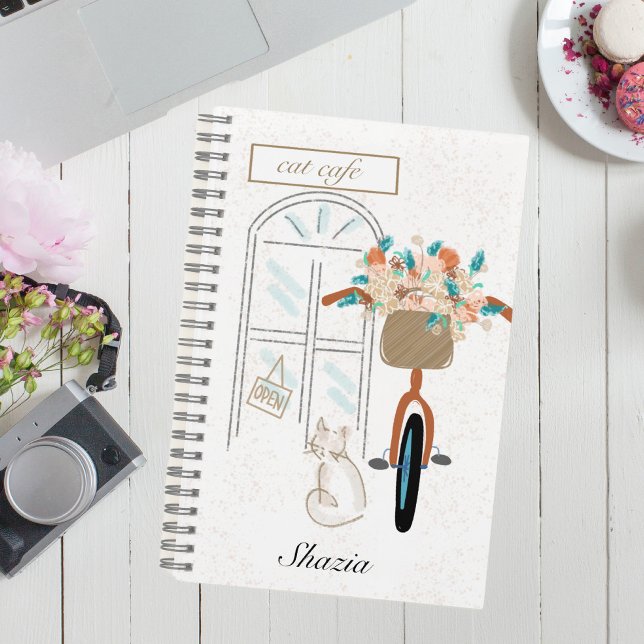 Cuaderno Personalizado de Cafetería Cute Girly Cat (Subido por el creador)