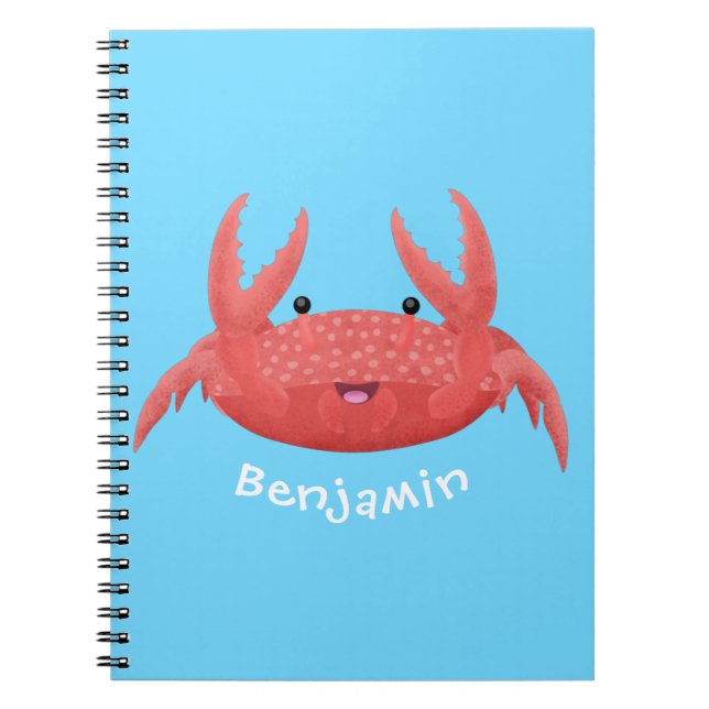 Cuaderno Personalizado de cangrejo rojo lindo ilustracion (Frente)