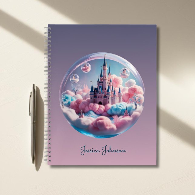 Cuaderno personalizado de Castillo de Fantasía par (Personalized Fantasy Castle Notebook for Girls)