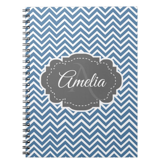 Cuaderno personalizado de Chevron azul (Frente)