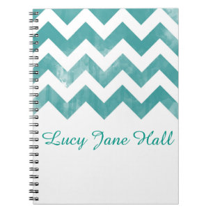 Cuaderno personalizado de Chevron de la acuarela