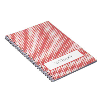 Cuaderno personalizado de Chevron simple rojo