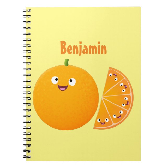 Cuaderno Personalizado de cítricos de feliz naranja (Frente)