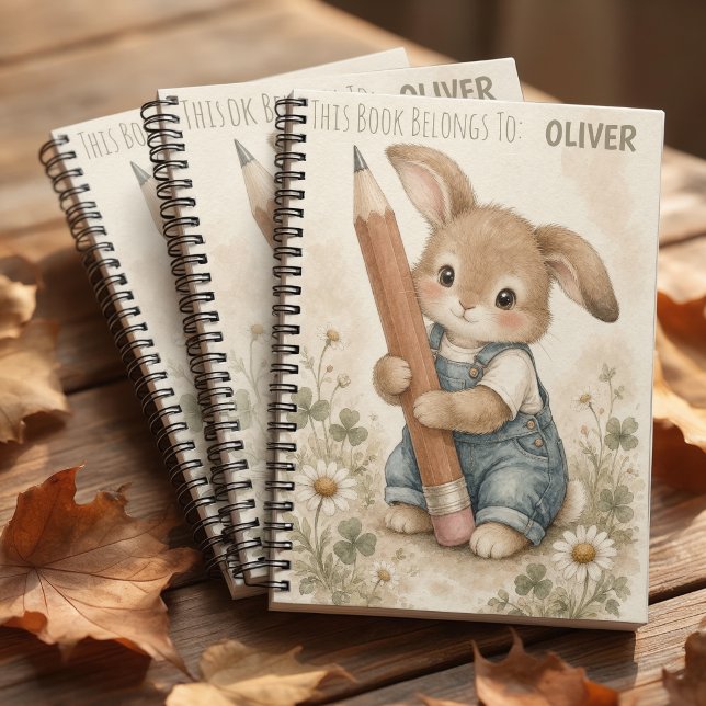 Cuaderno Personalizado de Conejo Diario de Regreso (Personalized Bunny this book belong to for  boys)