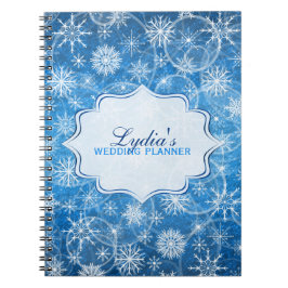 Cuaderno personalizado de copos de nieve azules y