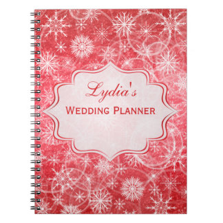 Cuaderno personalizado de copos de nieve rojos y b