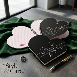 Cuaderno Personalizado de Corazón con Monograma y 