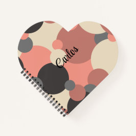 Cuaderno personalizado de corazón negro-rojo