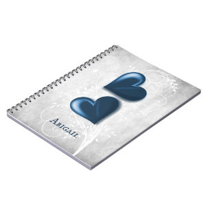 Cuaderno personalizado de corazones azules