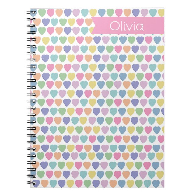 Cuaderno Personalizado de Corazones Pastel – Nombr (Frente)
