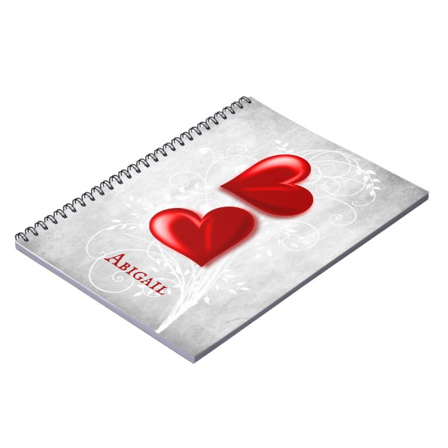 Cuaderno personalizado de corazones rojos (Lado Izquierdo)