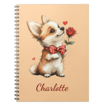Cuaderno personalizado de Corgi con nombre persona