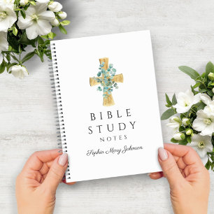 Cuaderno personalizado de cruz religiosa de eucali