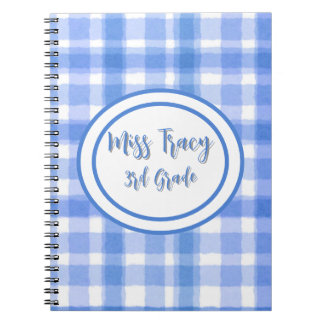 Cuaderno personalizado de cuadros azul pastel