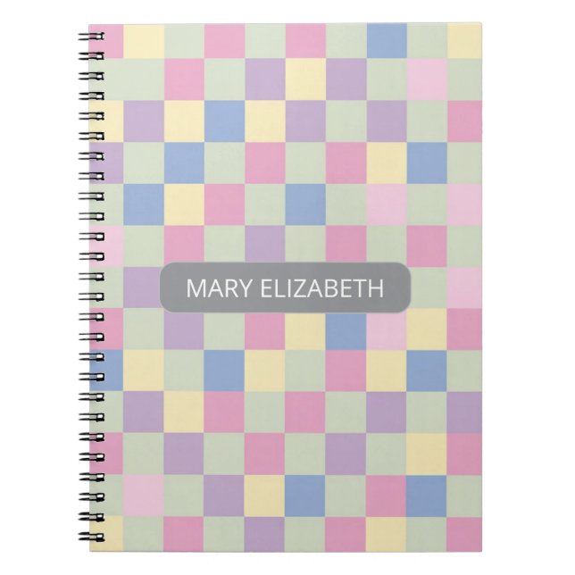 Cuaderno Personalizado de Cuadros Suaves Pastel (Frente)