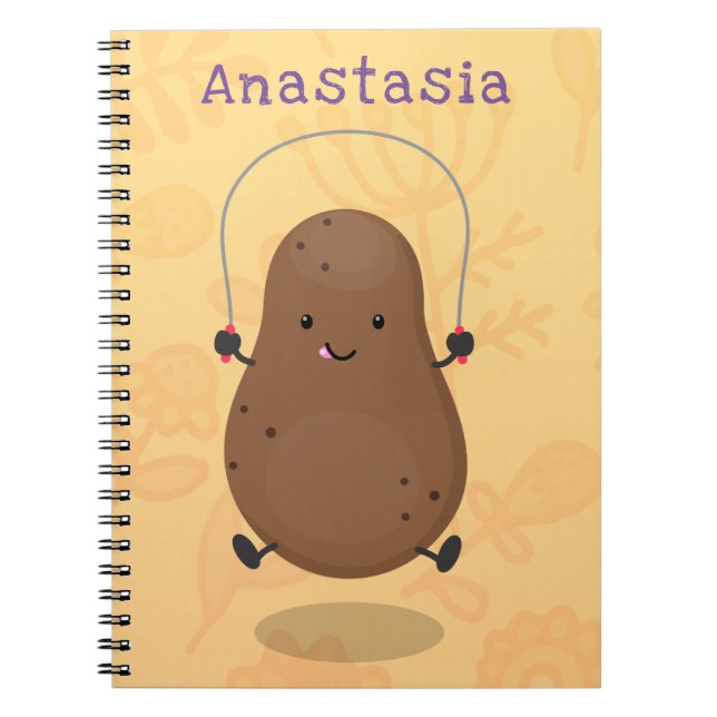 Cuaderno Personalizado de cuerda de saltar de patata feliz (Frente)