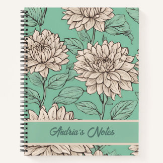 Cuaderno personalizado de Dahlia Gris Dusty Floral