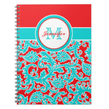 Cuaderno personalizado de damasco blanco rojo y az