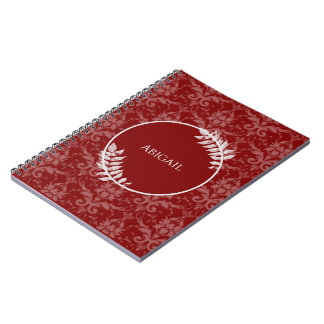 Cuaderno personalizado de Damask elegante rojo