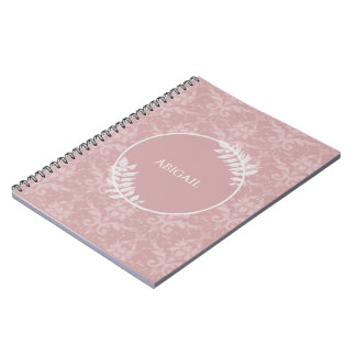 Cuaderno personalizado de Damask elegante rosa