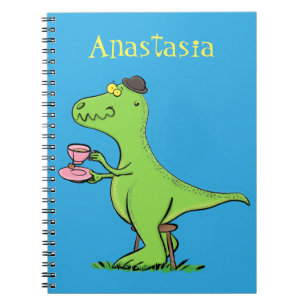 Cuaderno Personalizado de dinosaurios de color verde gracio